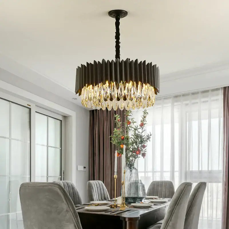 Luxury black crystal pendant lights dining room chandelier