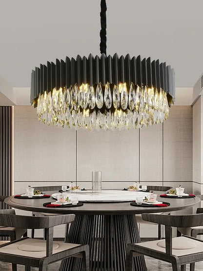 Luxury black crystal pendant lights dining room chandelier