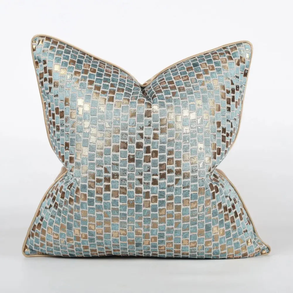 Luxury black & gold geometric jacquard cushion cover living room decor