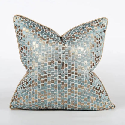 Luxury black & gold geometric jacquard cushion cover living room decor