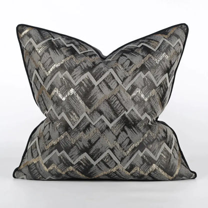 Luxury black & gold geometric jacquard cushion cover living room decor