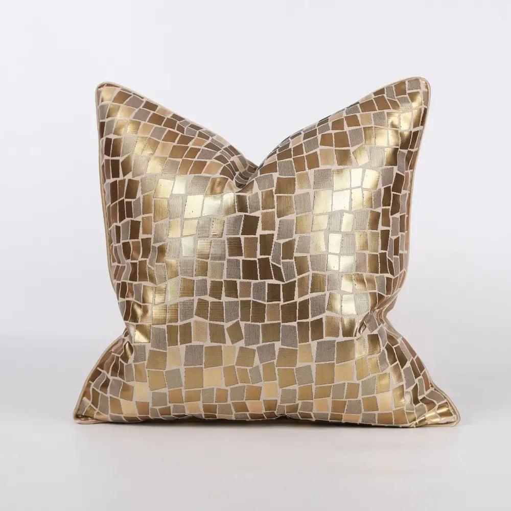 Luxury black & gold geometric jacquard cushion cover living room decor