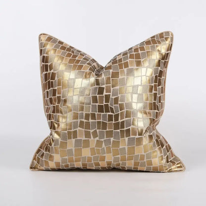 Luxury black & gold geometric jacquard cushion cover living room decor