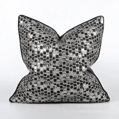 Luxury black & gold geometric jacquard cushion cover living room decor
