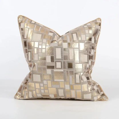 Luxury black & gold geometric jacquard cushion cover living room decor
