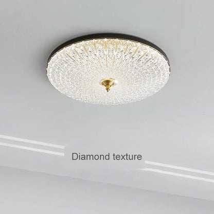 Luxury black & gold glass round ceiling lamp bedroom crystal design