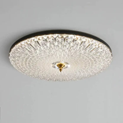 Luxury black & gold glass round ceiling lamp bedroom crystal design