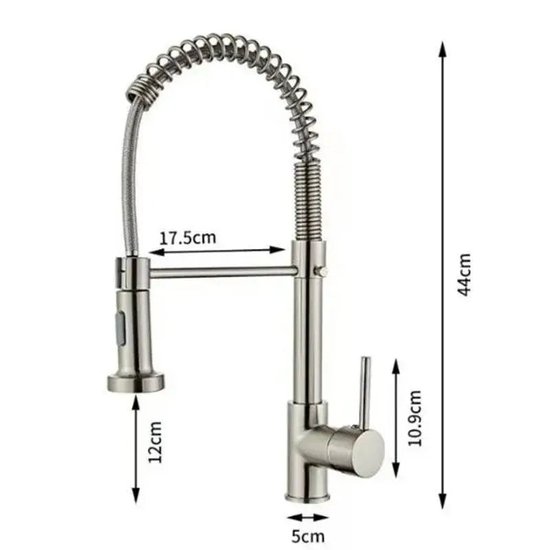 Luxury black & gold kitchen faucet with pull out spring hose
