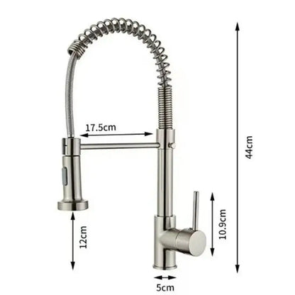 Luxury black & gold kitchen faucet with pull out spring hose