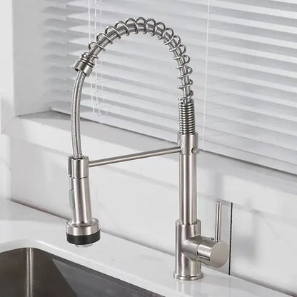 Luxury black & gold kitchen faucet with pull out spring hose