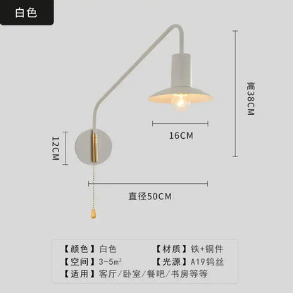 Luxury black & gold swing arm wall lamp bedroom reading light