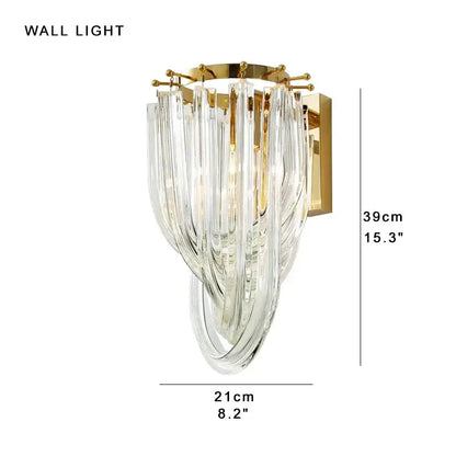 Luxury black stainless steel glass ribbon chandelier living room light