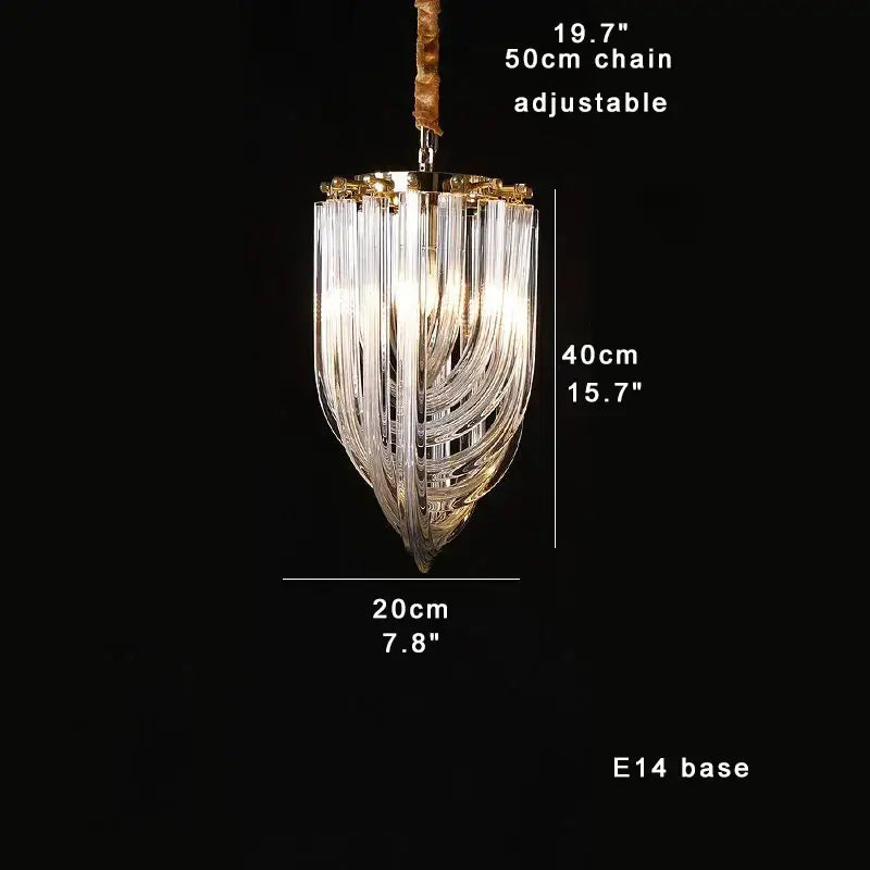 Luxury black stainless steel glass ribbon chandelier living room light