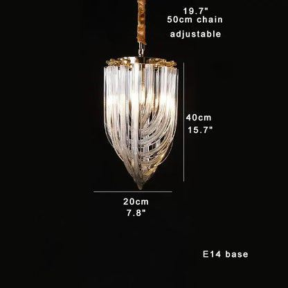 Luxury black stainless steel glass ribbon chandelier living room light