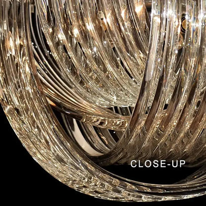 Luxury black stainless steel glass ribbon chandelier living room light