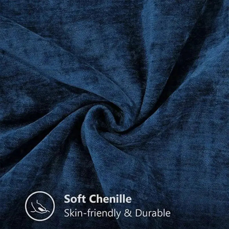 Luxury blue chenille cushion covers living room stitched edge pillow