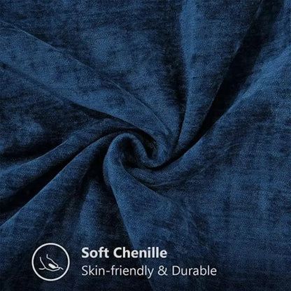 Luxury blue chenille cushion covers living room stitched edge pillow