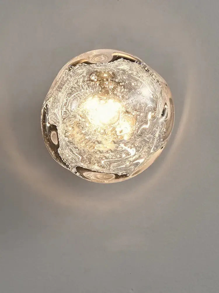 Luxury blue crystal glass wall lamp – bedroom crackled sconce