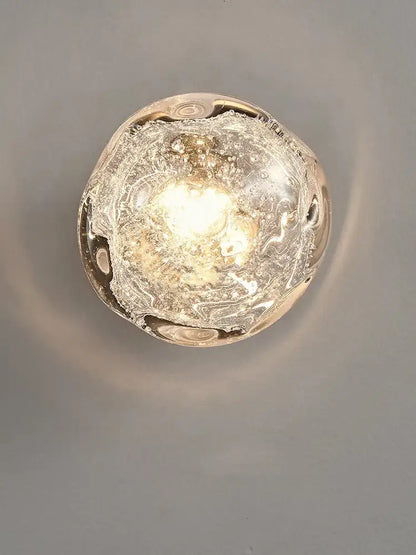 Luxury blue crystal glass wall lamp – bedroom crackled sconce