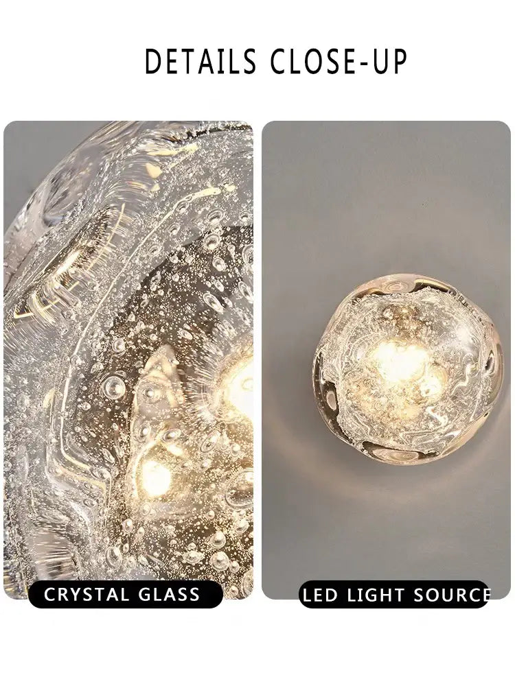 Luxury blue crystal glass wall lamp – bedroom crackled sconce