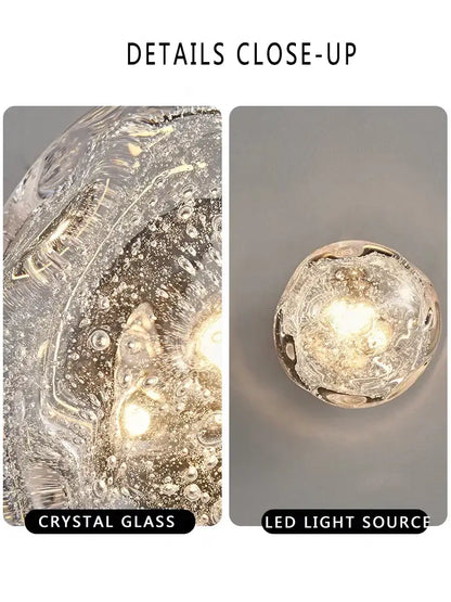 Luxury blue crystal glass wall lamp – bedroom crackled sconce