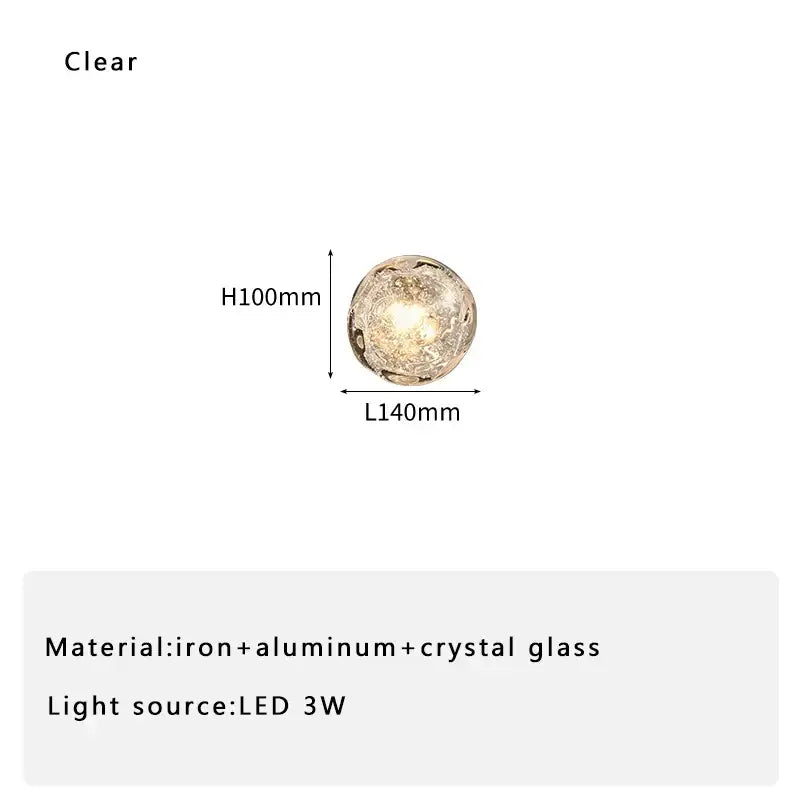 Luxury blue crystal glass wall lamp – bedroom crackled sconce
