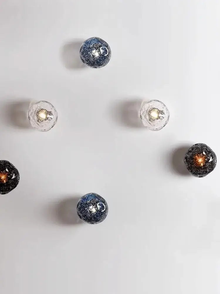 Luxury blue crystal glass wall lamp – bedroom crackled sconce