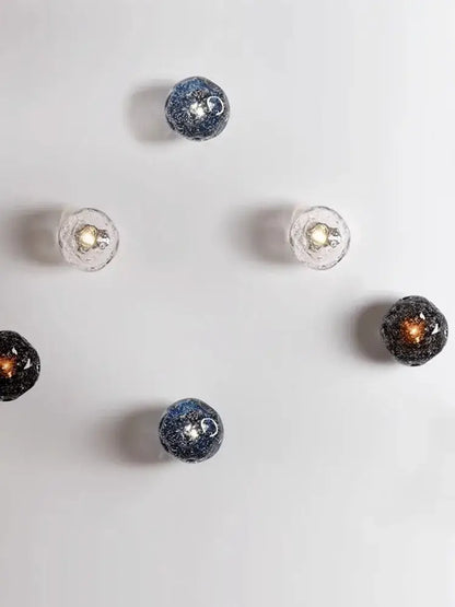 Luxury blue crystal glass wall lamp – bedroom crackled sconce