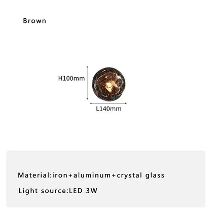 Luxury blue crystal glass wall lamp – bedroom crackled sconce