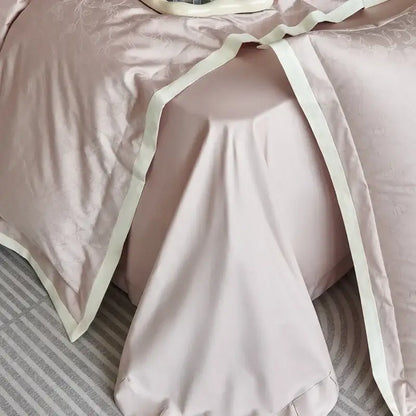 Luxury blush pink floral jacquard duvet cover set bedroom bedding
