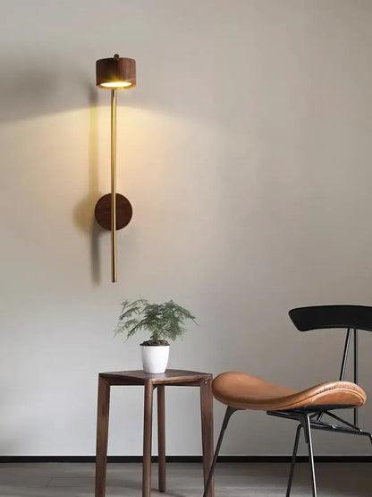 Luxury brass and black walnut wood wall lamp bedroom reading light