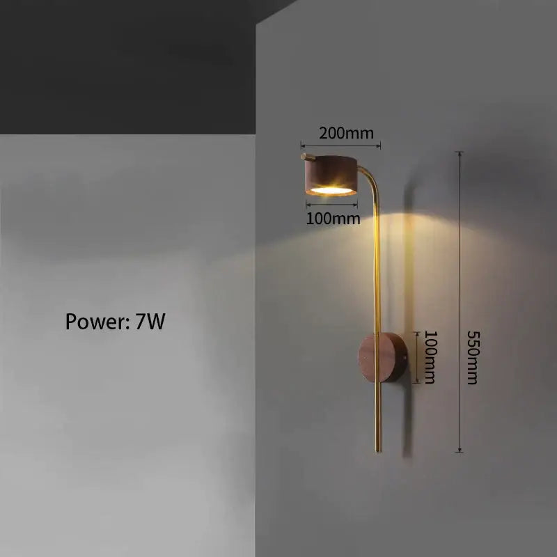 Luxury brass and black walnut wood wall lamp bedroom reading light
