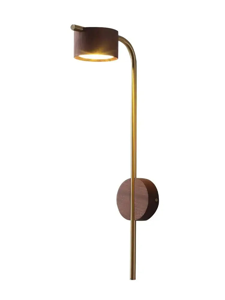 Luxury brass and black walnut wood wall lamp bedroom reading light
