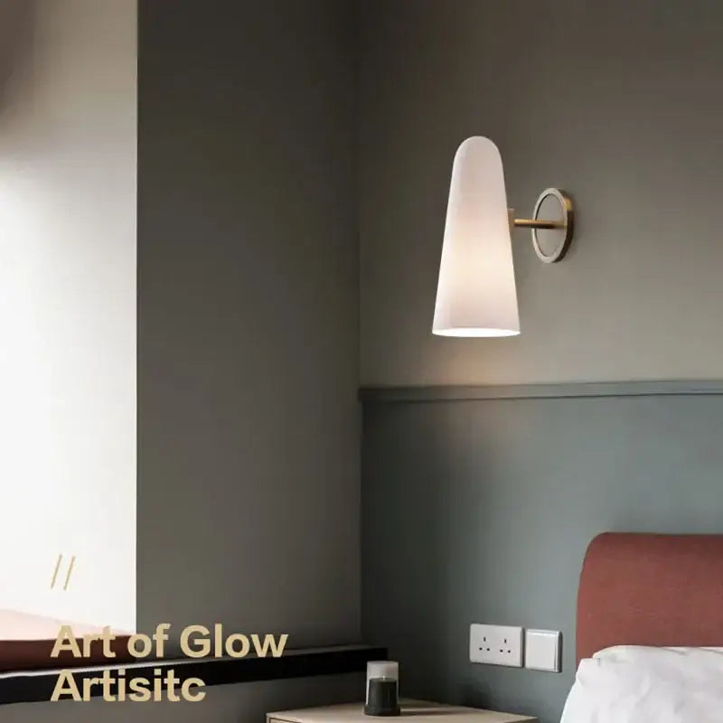 Luxury brass and frosted white glass copper wall lamp bedroom light