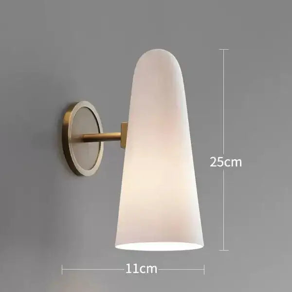 Luxury brass and frosted white glass copper wall lamp bedroom light