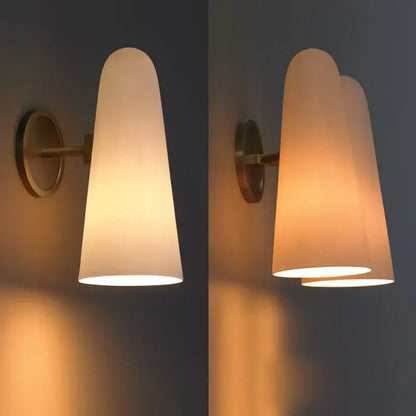 Luxury brass and frosted white glass copper wall lamp bedroom light