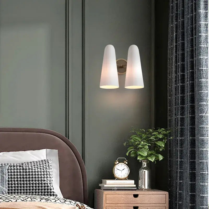 Luxury brass and frosted white glass copper wall lamp bedroom light