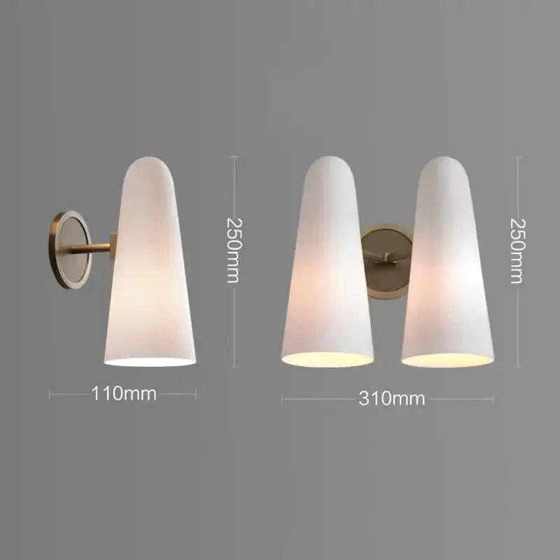 Luxury brass and frosted white glass copper wall lamp bedroom light