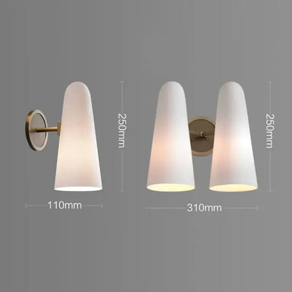 Luxury brass and frosted white glass copper wall lamp bedroom light
