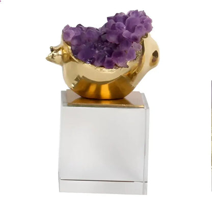 Luxury brass and purple crystal pomegranate living room ornament