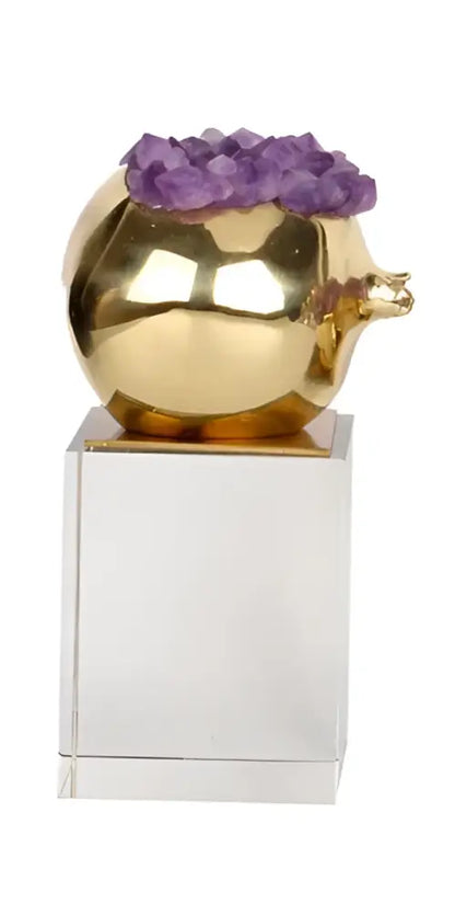 Luxury brass and purple crystal pomegranate living room ornament