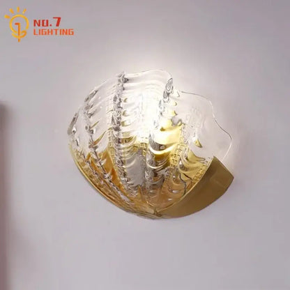 Luxury brass glass shell wall lamp for bedroom or living room
