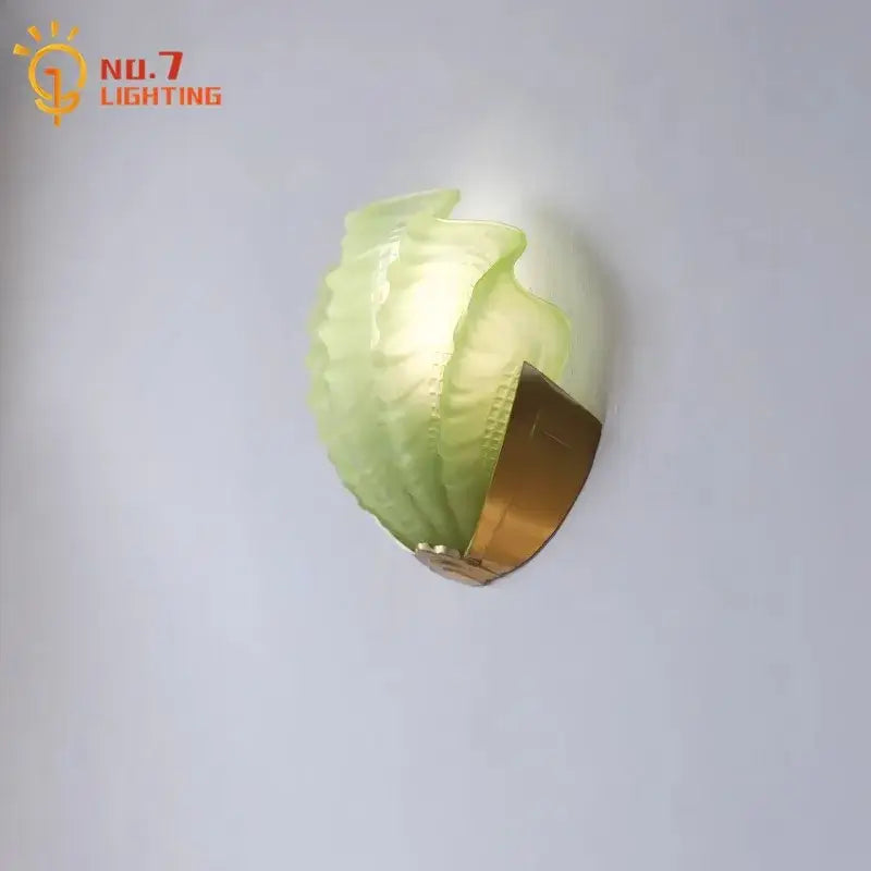 Luxury brass glass shell wall lamp for bedroom or living room