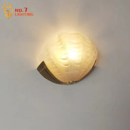 Luxury brass glass shell wall lamp for bedroom or living room