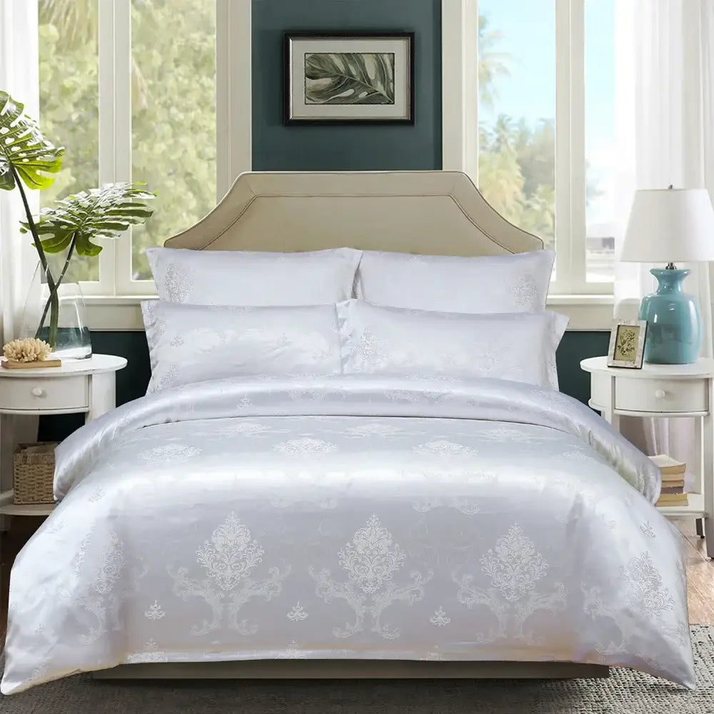 Luxury brown & gold damask duvet cover bedding set bedroom decor