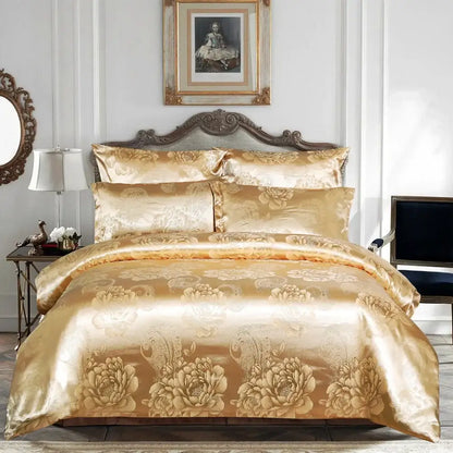 Luxury brown & gold damask duvet cover bedding set bedroom decor