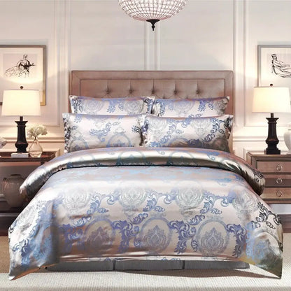 Luxury brown & gold damask duvet cover bedding set bedroom decor