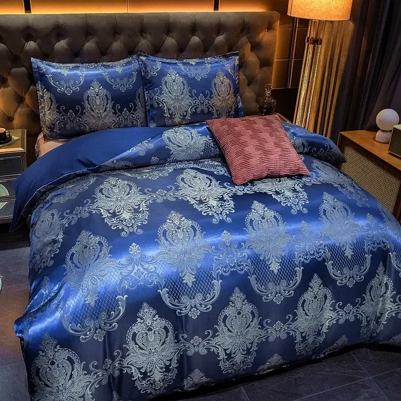 Luxury brown & gold damask duvet cover bedding set bedroom decor