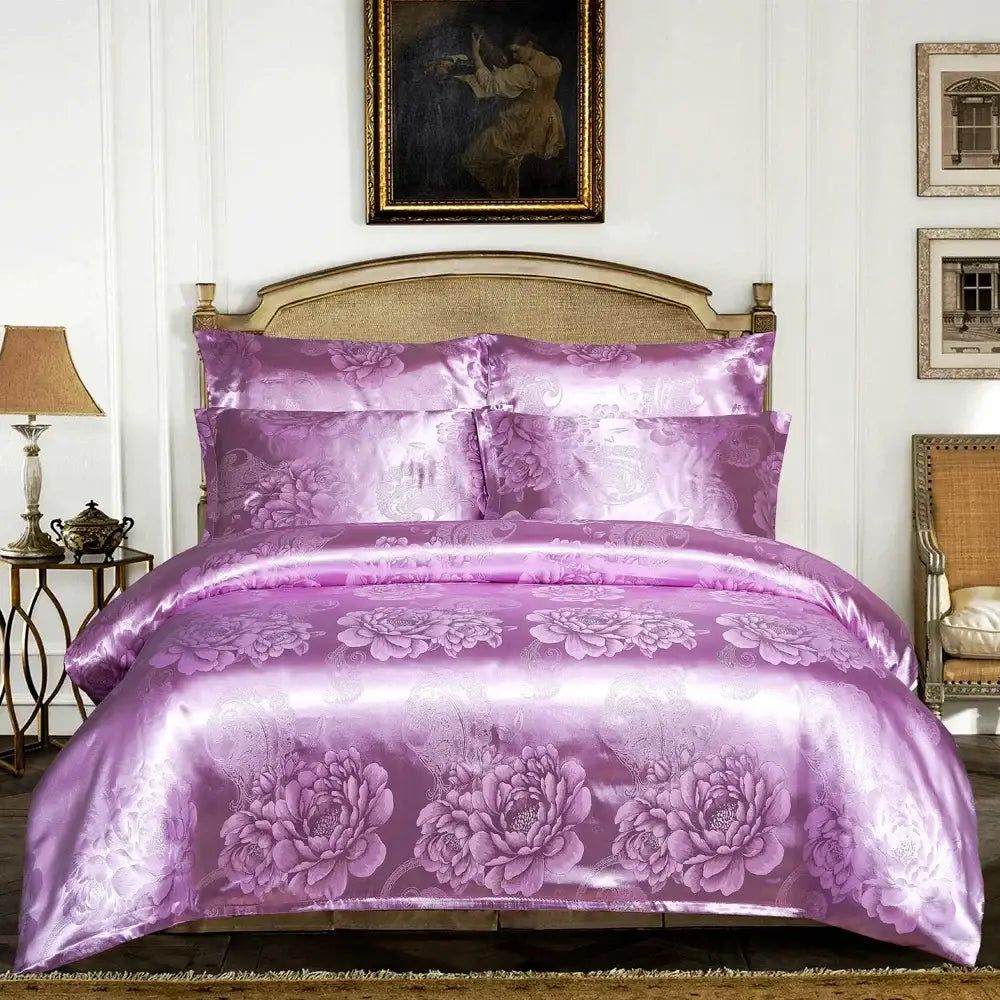 Luxury brown & gold damask duvet cover bedding set bedroom decor