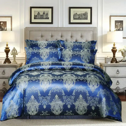 Luxury brown & gold damask duvet cover bedding set bedroom decor
